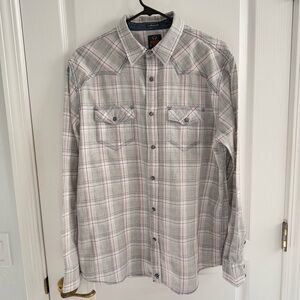 Moon Shine Shirt Long Sleeved Plaid Snap Up Western Style 100% Cotton Size M